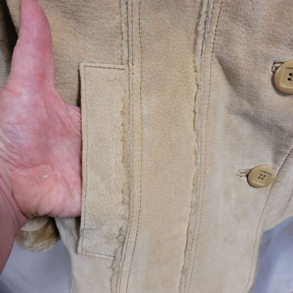 Vintage 90s American Eagle Penny Lane Suede Jacket Sherpa Lined Afghan Boho S - Picture 8 of 8